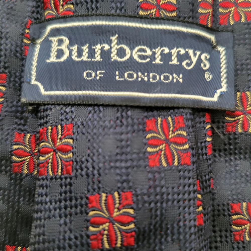 Burberry London Men's Geometric Hand Sewn Silk Neck Tie Width 3" - Picture 5 of 5